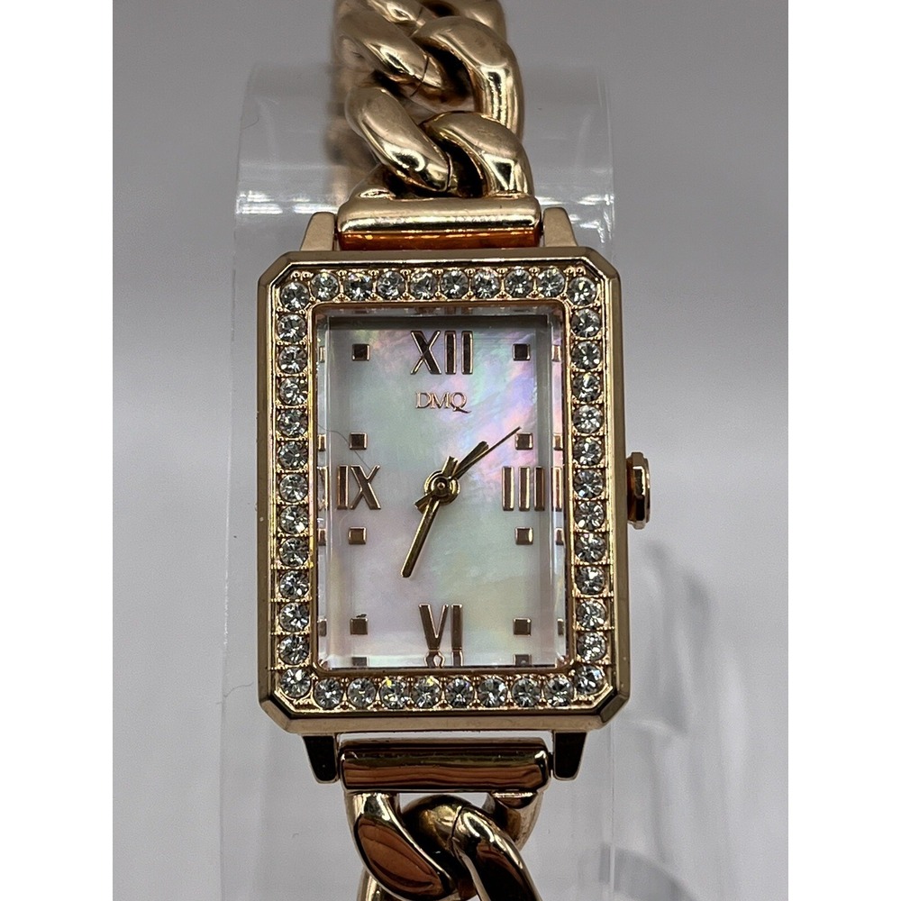 DMQ Women's Quartz Watch Rose Gold Rhinestone Bezel MOP Dial- New‎ Battery